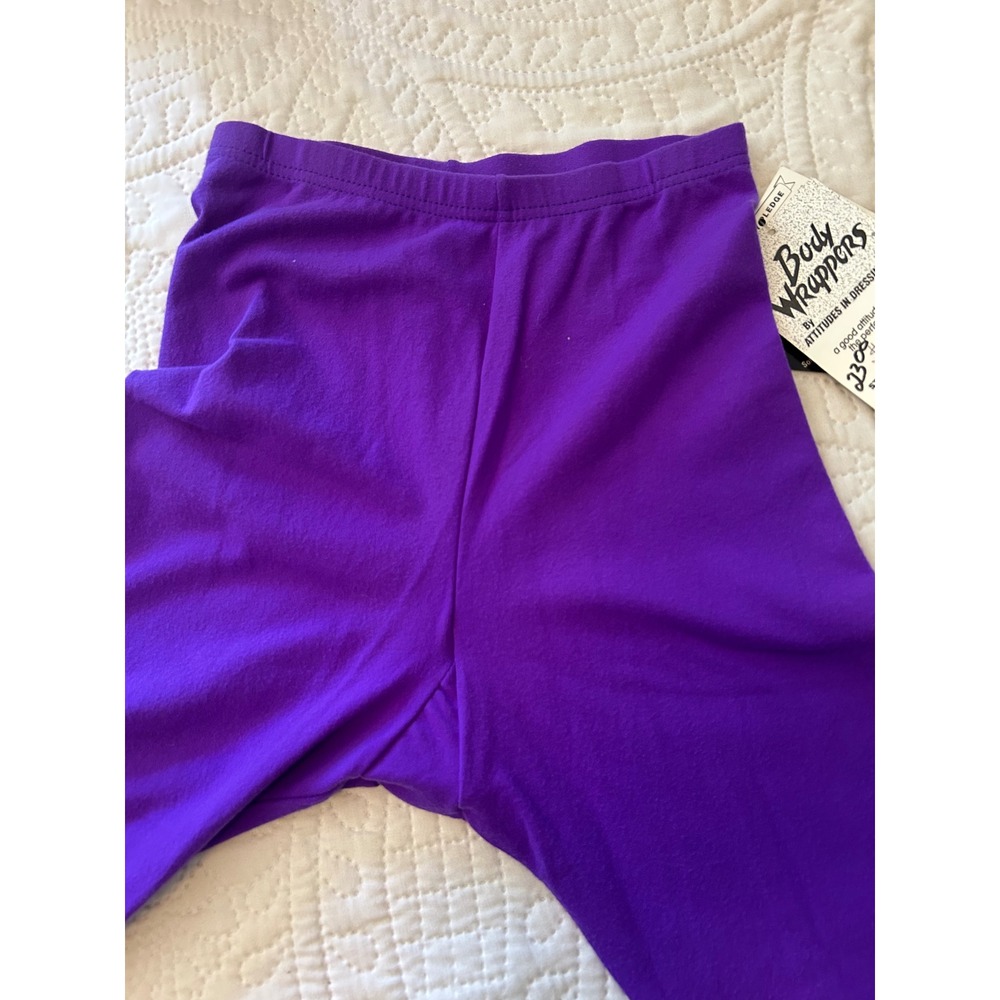 Body Wrappers Leggings Lot 2 Small Purple Cropped Black Ankle Lycra - Picture 8 of 8